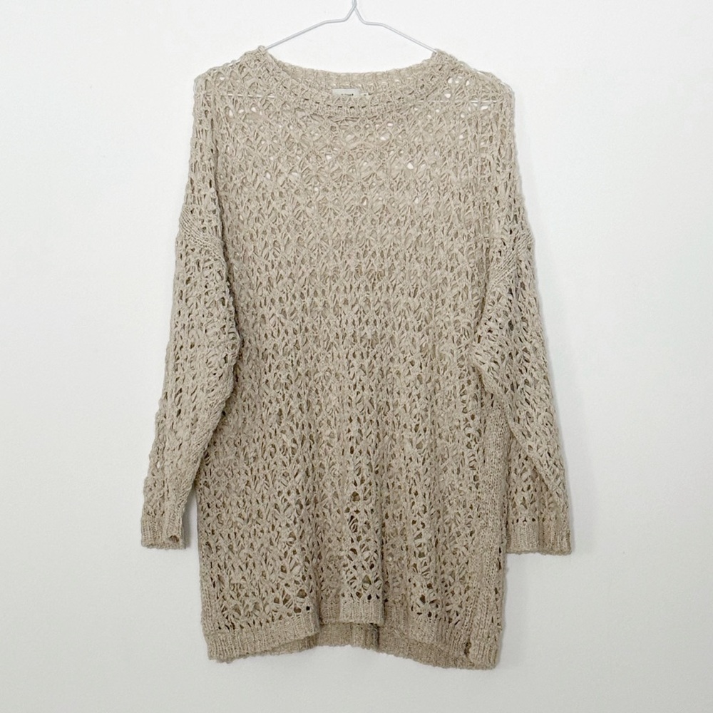 Beymen Club Woman Beige Open Knit Crochet Sweater MEDIUM Boho Luxury Resortwear - Picture 2 of 6